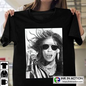 Aerosmith Collections Portrait of Steven Tyler Aerosmith Sketch Vintage T-shirt