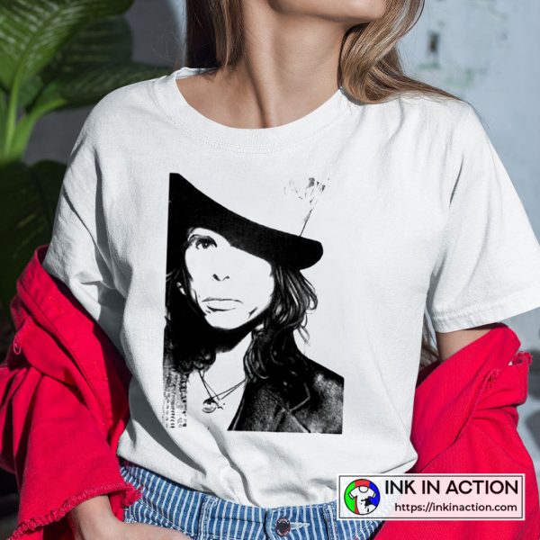Aerosmith Steven Tyler Black and White Portrait Photo Vintage T-shirt