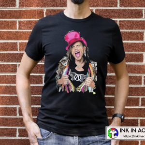 Aerosmith Steven Tyler Colorful Portrait Photo Vintage T-shirt