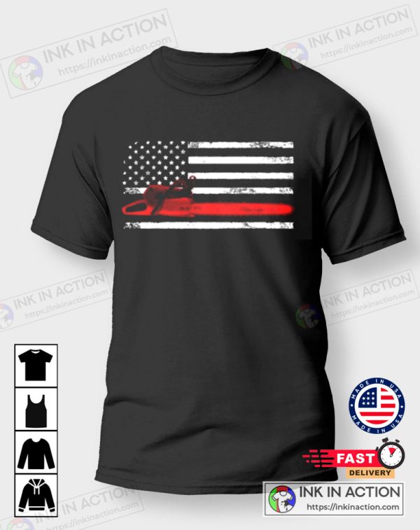American Logger Chainsaw The United States Flag Retro Chainsaw