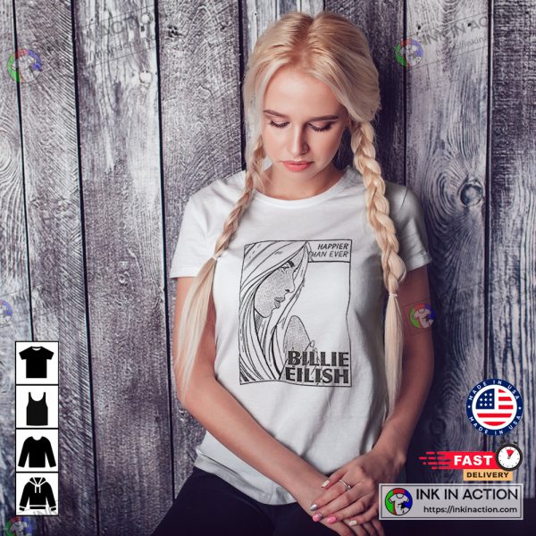 Billie Eilish Exclusive Official Happier Than Ever Song T-shirt