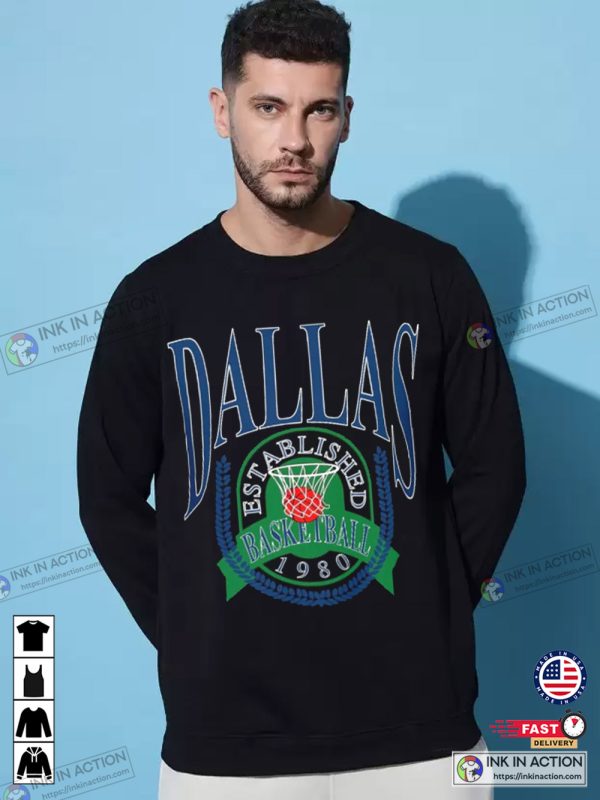 Black Dallas Mavericks Basketball Throwback Sweatshirt, T-shirt