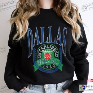 Black Dallas Mavericks Basketball Throwback Sweatshirt Tshirt 4