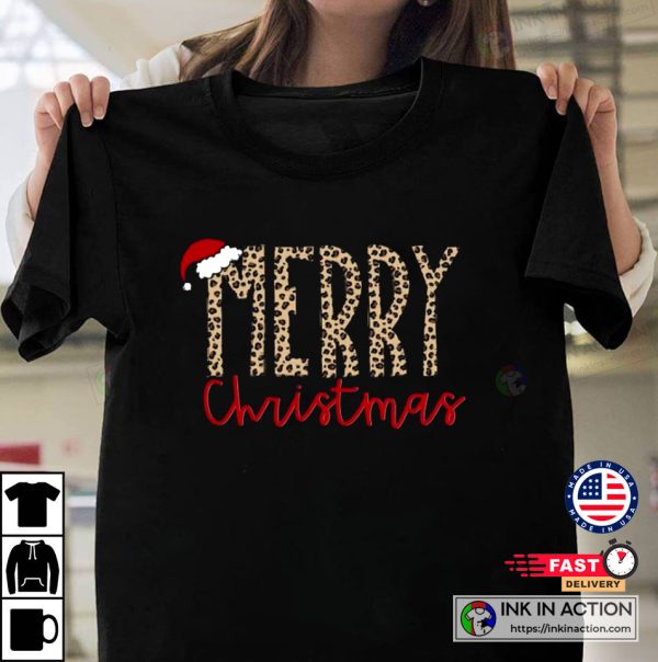 Buffalo Plaid Christmas Leopard Happy Xmas T-shirt
