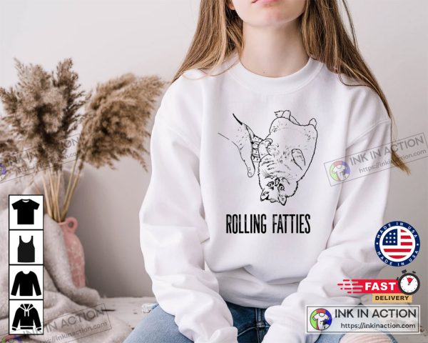 Cat Rolling Fatties Funny Cat Minimalist Casual Sweatshirt