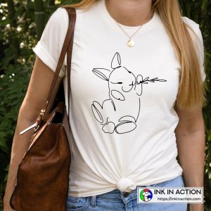 Cute Floral Bunny Easter Origin Funny Easter Simple T-Shirt