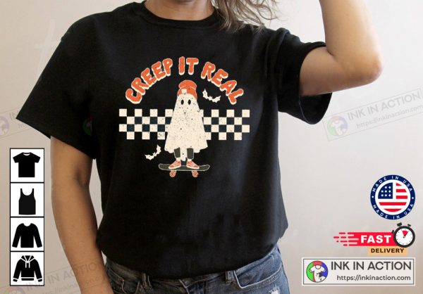 Halloween Creep it Real Vintage Ghost Retro Fall T-Shirt