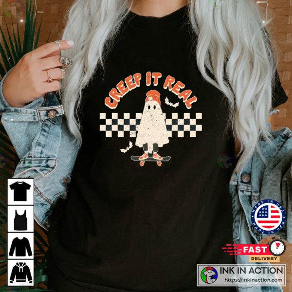 Halloween Creep it Real Vintage Ghost Retro Fall T-Shirt