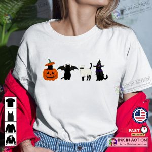 Halloween Ghost Cat Halloween Cat Lover Black Spooky Season Tshirt 2