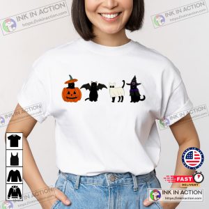 Halloween Ghost Cat Halloween Cat Lover Black Spooky Season Tshirt 3