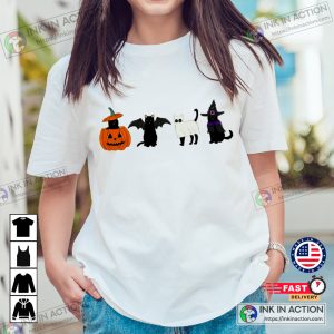 Halloween Ghost Cat Halloween Cat Lover Black Spooky Season Tshirt 4