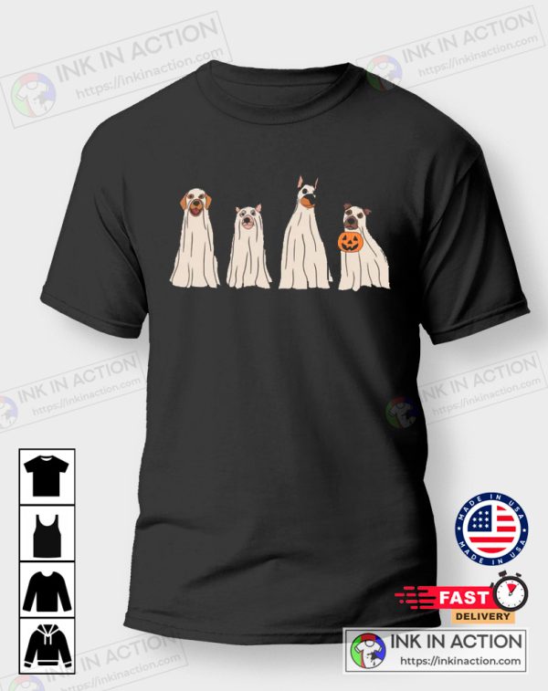 Halloween Dog Ghost Retro Spooky Season T-shirt