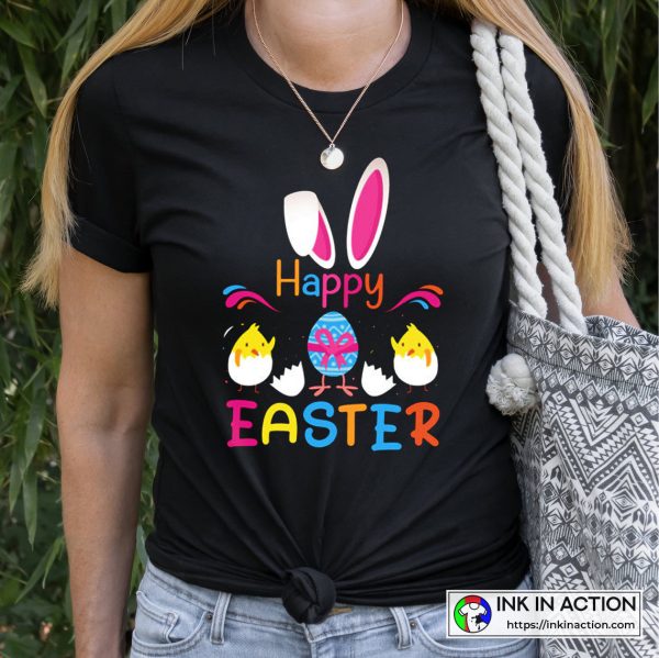 Happy Chicks Funny Easter Design Cartoon T-Shirt