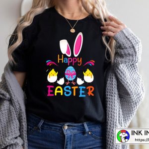 Happy Chicks Funny Easter Design Cartoon T Shirt 4 4