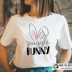 Happy Easter Snuggle Bunny White T Shirt 3