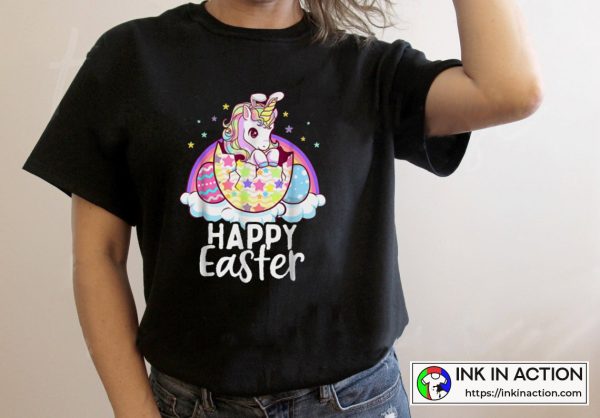 Happy Easter Unicorn Bunny Girls Easter Eggs T-Shirt