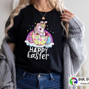 Happy Easter Unicorn Bunny Girls Easter Eggs T-Shirt