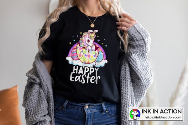 Happy Easter Unicorn Bunny Girls Easter Eggs T-Shirt