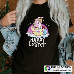 Happy Easter Unicorn Bunny Girls Easter Eggs T Shirt 4