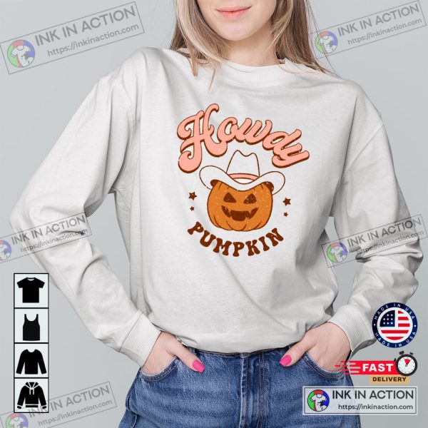 Howdy Pumpkin Sweatshirt Country Cowgirl Retro Halloween T-shirt