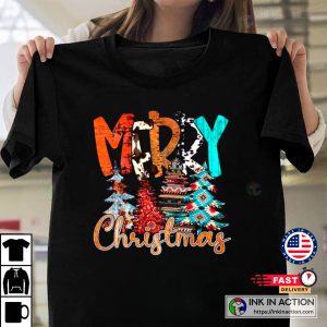 Leopard Print Cute Christmas Tree 2022 christmas Colorful Tshirt 1