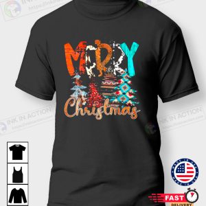Leopard Print Cute Christmas Tree 2022 christmas Colorful Tshirt 2