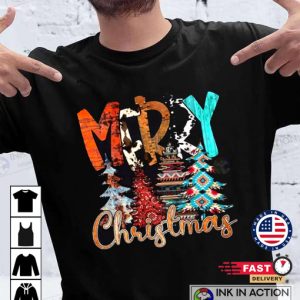 Leopard Print Cute Christmas Tree 2022 christmas Colorful Tshirt 3