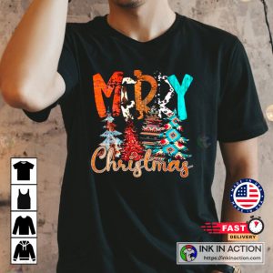 Leopard Print Cute Christmas Tree 2022 christmas Colorful Tshirt 4