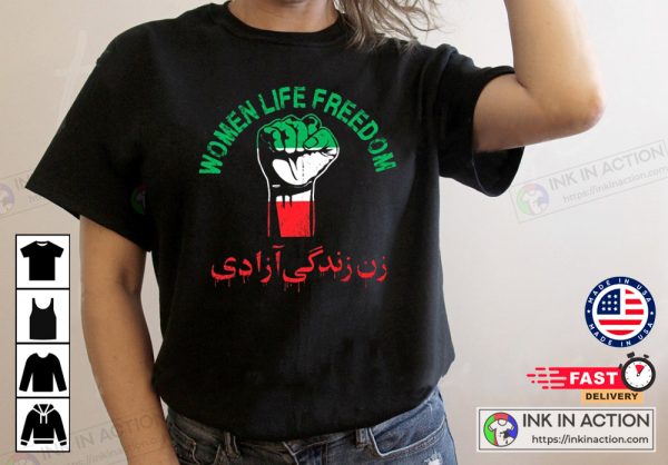 Mahsa Amini Iran Flag Rise With the Women Of Iran T-shirt