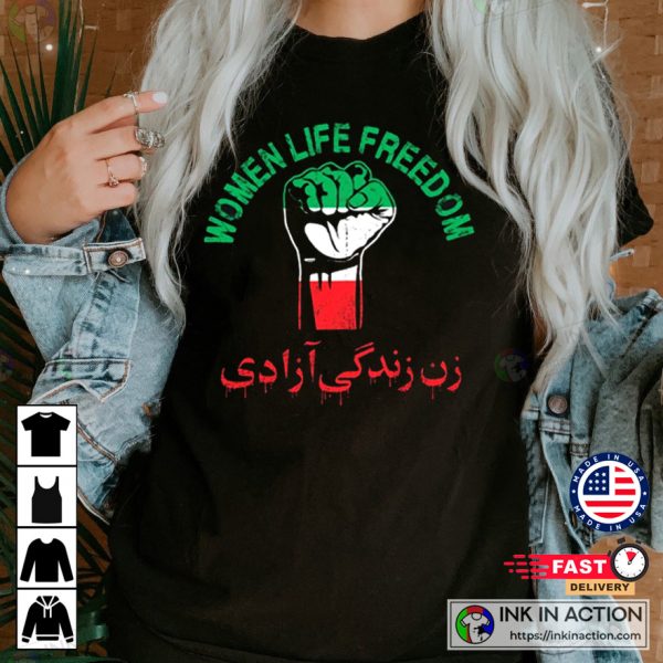 Mahsa Amini Iran Flag Rise With the Women Of Iran T-shirt