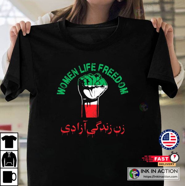 Mahsa Amini Iran Flag Rise With the Women Of Iran T-shirt