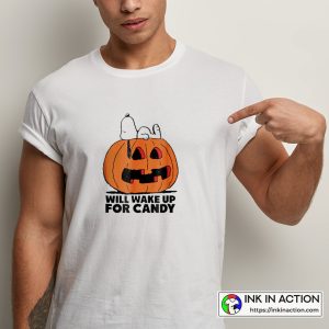 Peanuts Halloween Snoopy Wake Up For Candy Graphic T shirtPeanuts Halloween Snoopy Halloween Wake Up For Candy Graphic T-shirt