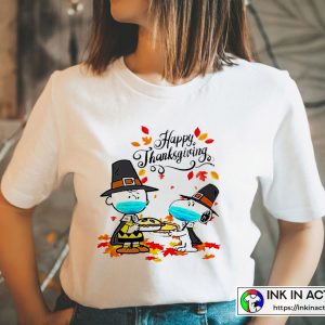 Peanuts Happy Thanksgiving Charlie And Snoopy Party Facemask Best T-shirt