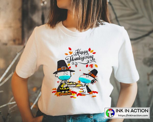 Peanuts Thanksgiving Charlie And Snoopy Party Facemask Best T-shirt