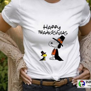Peanuts Thanksgiving Charlie Brown Snoopy Wearing Pilgrim T-shirt