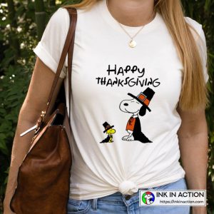 Peanuts Thanksgiving Charlie Brown Snoopy Wearing Pilgrim T-shirt