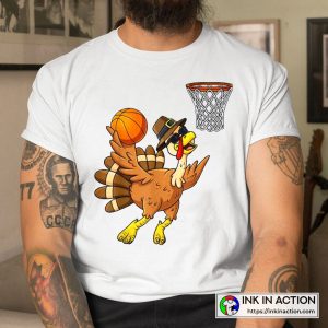 Thanksgiving Turkey Basketball Player Simple T shirt 3