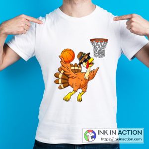 Thanksgiving Turkey Basketball Player Simple T shirt 4