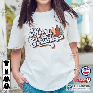 Vintage Merry Christmas 70s Style forever christmas Tshirt 1
