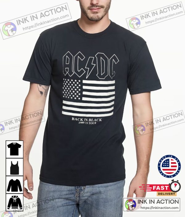 ACDC BACK IN BLACK TOUR MEN’S BLACK T-SHIRT