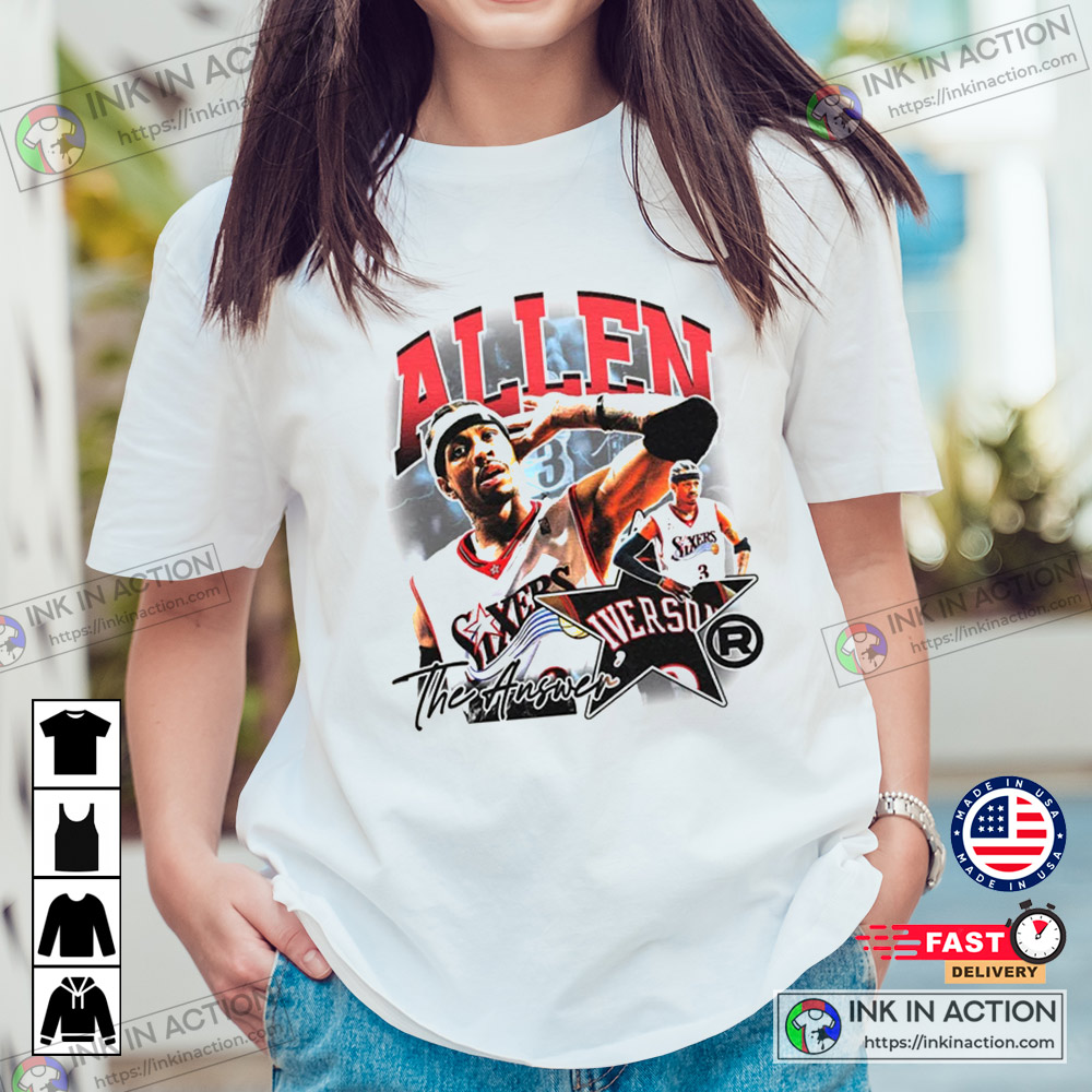 Allen Iverson Tshirt Vintage Rap Scott Astroworld Our Merch Jersey 76ers  90' - Ink In Action