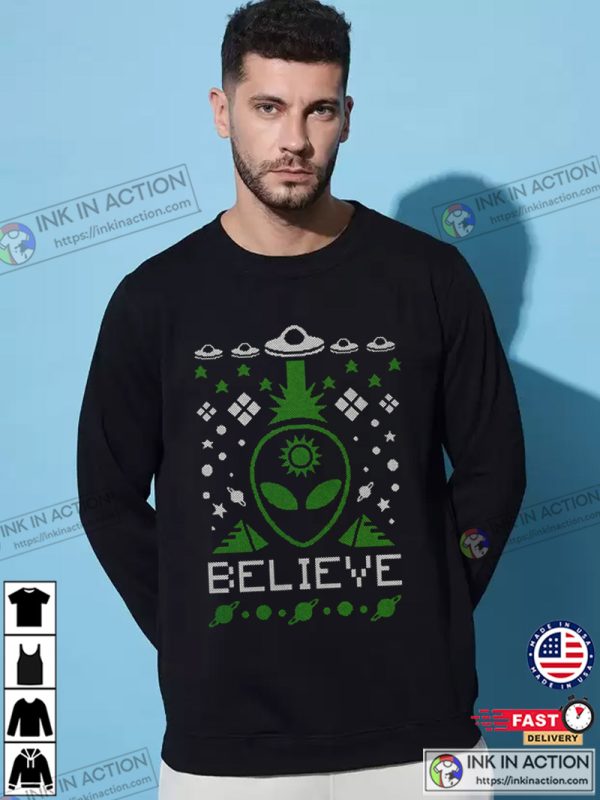 Alien Believe Ugly Christmas Sweater