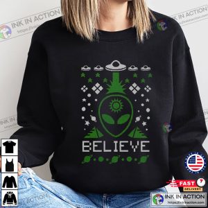 Alien Believe Ugly Christmas Sweater