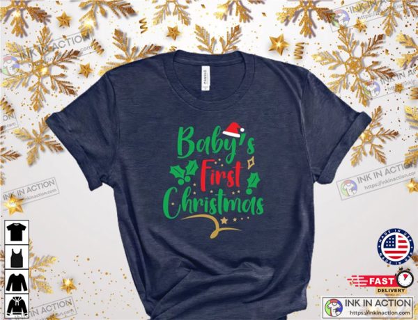 Baby’s First Christmas Tee, First Christmas Shirt, Xmas Family Shirt, Personalized Family Shirt