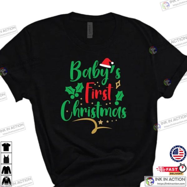 Baby’s First Christmas Tee, First Christmas Shirt, Xmas Family Shirt, Personalized Family Shirt