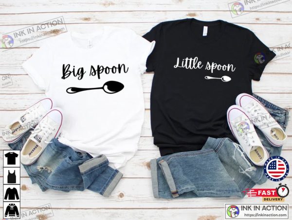 Big Spoon Little Spoon Shirt, Honeymoon Shirt, Wedding Gift, Valentine Couple Shirts
