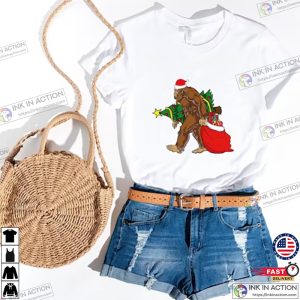 Bigfoot Carrying Christmas Shirt Christmas Shirt Happy Shirt Trend Shirt Big Foot Hunter Shirt Animal Lover Gift 3