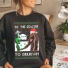 Bigfoot Tis’ The Season to Believe in Conspiracies Aliens Ufo Ugly Christmas Sweater Men’s Graphic