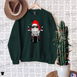 Biker Santa Sweatshirt Motor Biker Santa Cool Santa Shirt 3