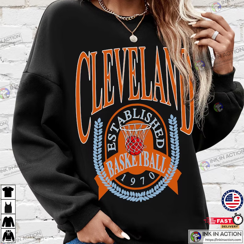Black Vintage Cleveland Cavaliers Crewneck - Retro Unisex Basketball  Sweatshirt - Ink In Action